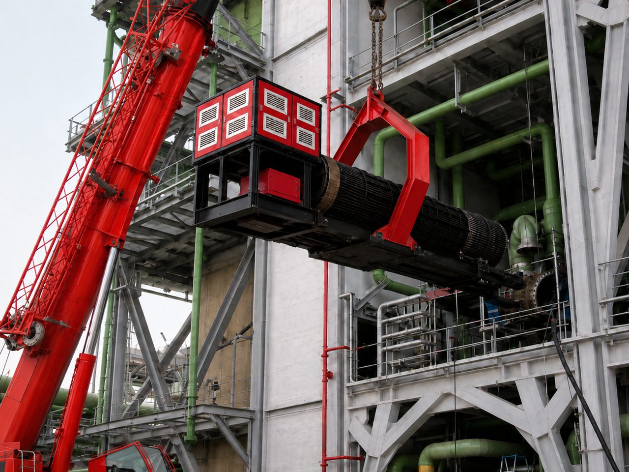 Tube bundle extractor site preparation for refinery heat exchanger maintenance